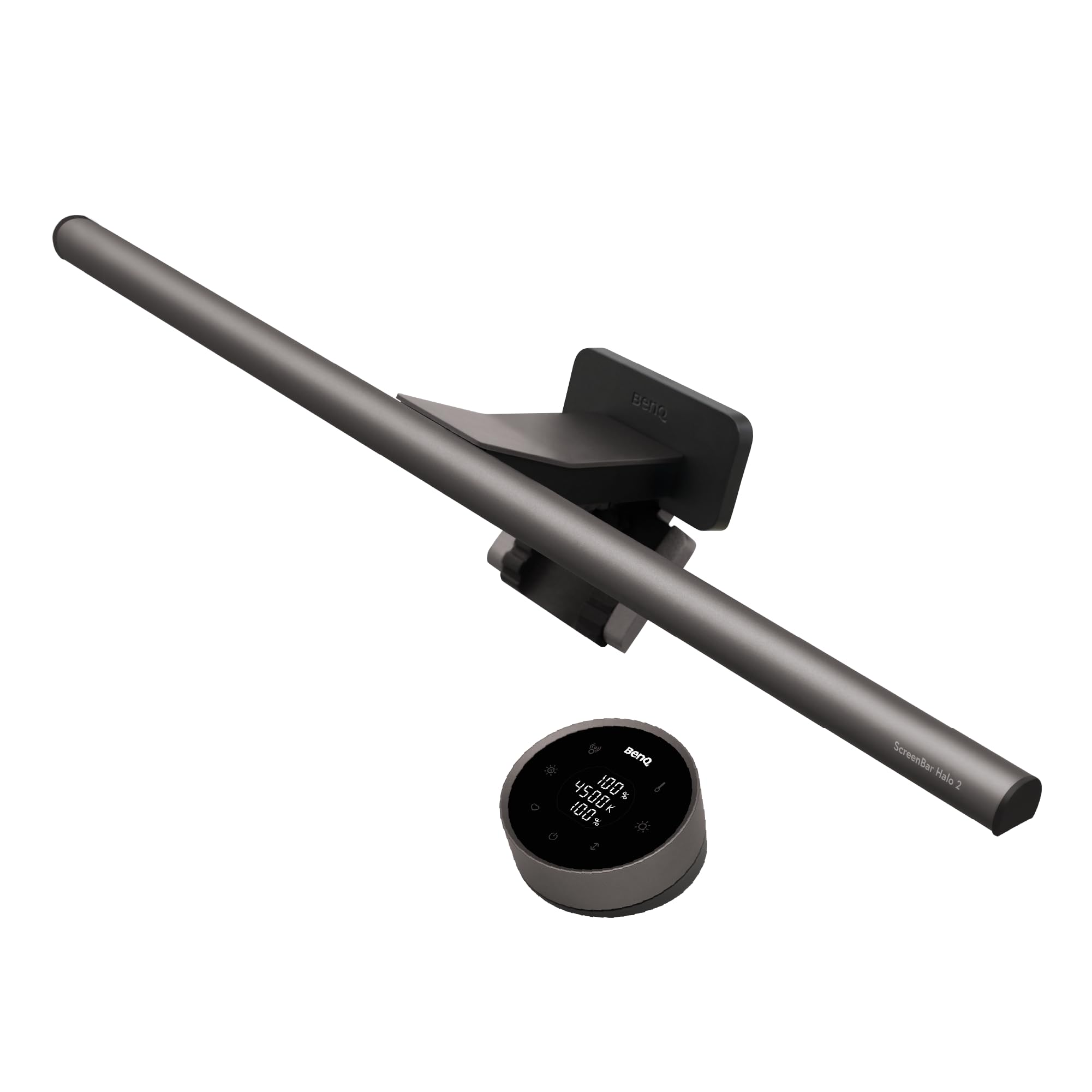 BenQ ScreenBar Halo 2 – LED Monitorlampe mit kabellosem Controller, blendfreiem Licht, einstellbarer Helligkeit & Farbtemperatur, augenschonend, USB-betrieben