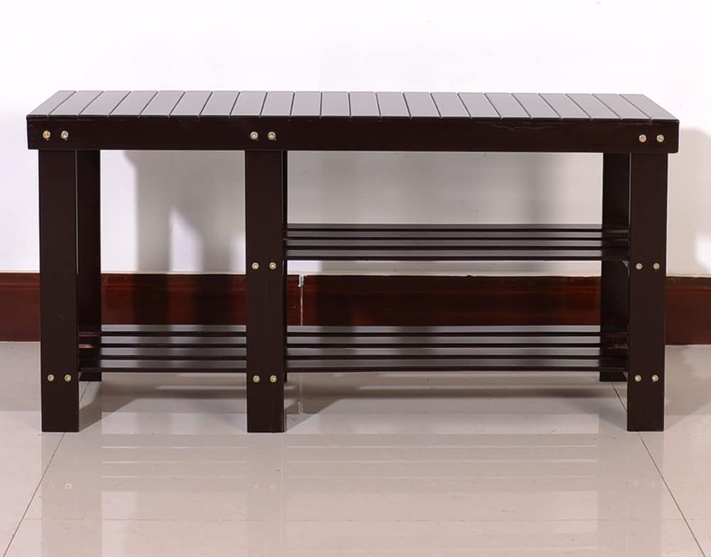Bamboo Shoe Bench, Entryway Shoe Bench with Storage, 3-Tier Shoe Rack Bench with Boots Storage,Industrial Shoe Organizer for Entry