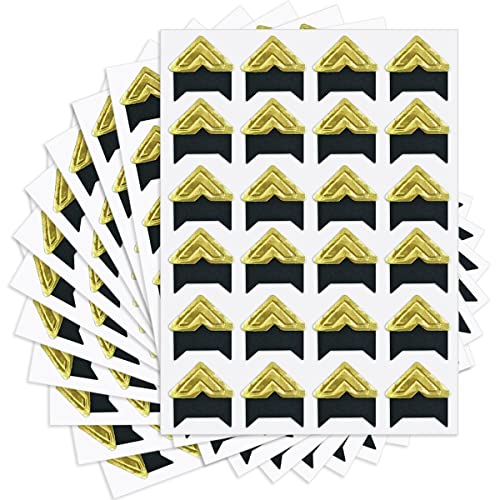 12 Sheets 288 Count Self-Adhesive Photo Corners Stickers, Acid Free Photo Mounting Corners for Scrapbooks, Memory Books, DIY Picture Album, Journal (Gold)