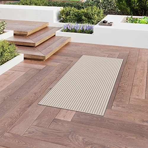 BALTA Tapis Exterieur, Tapis Tissé Plat idéal pour l'Extérieur sur la Terrasse ou à l'Intérieur dans Un Salon - Chambre, Tissage Mécanique Effet Tapis Jute, Polypropylène, 120 x 170 cm, Beige