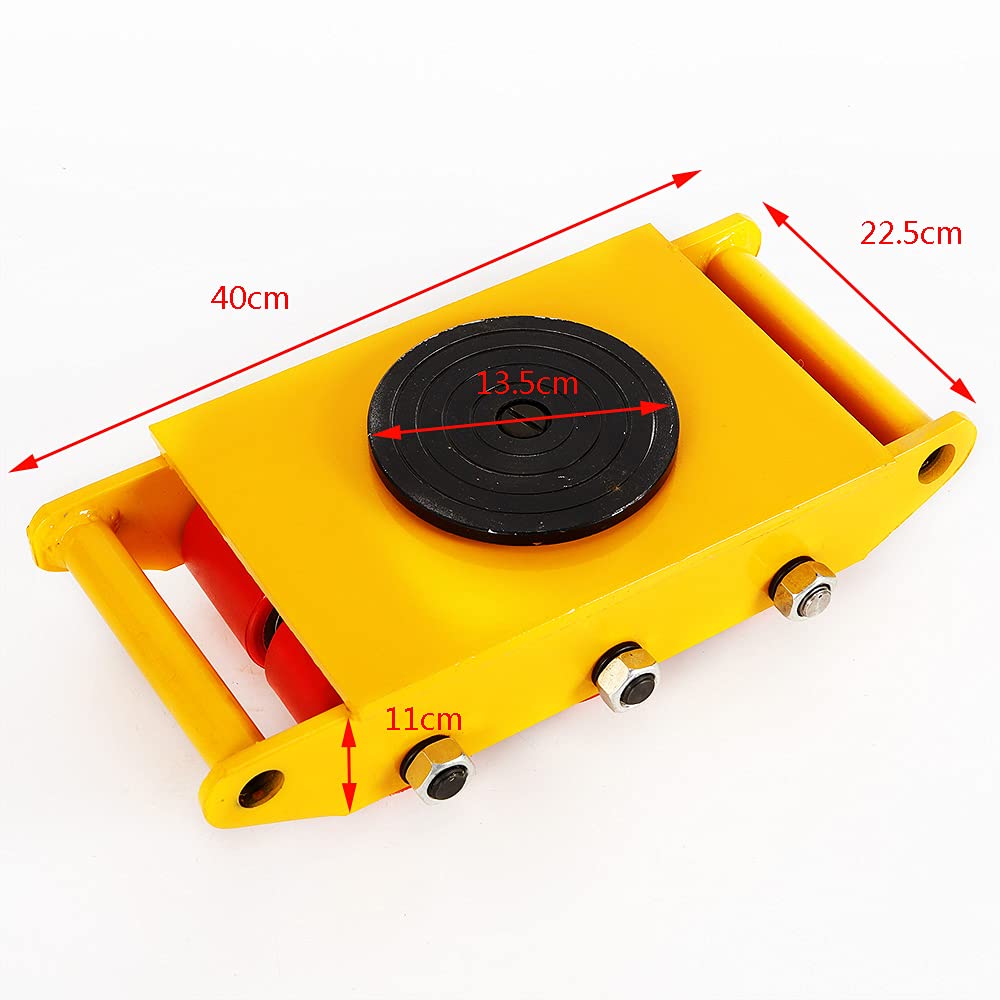 Futchoy Suspensión de transporte, ruedas blindadas, giro de 360°, ruedas de transporte pesadas, industrial para mover objetos grandes y pesados, color amarillo