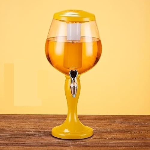 SBCGFY Dispenser Beverage Beer Dispenser 3L Beer Beverage Dispensers With Ice Tube Mimosa Margarita Tower With Spigot For Game Party Bar Juice,Gelb