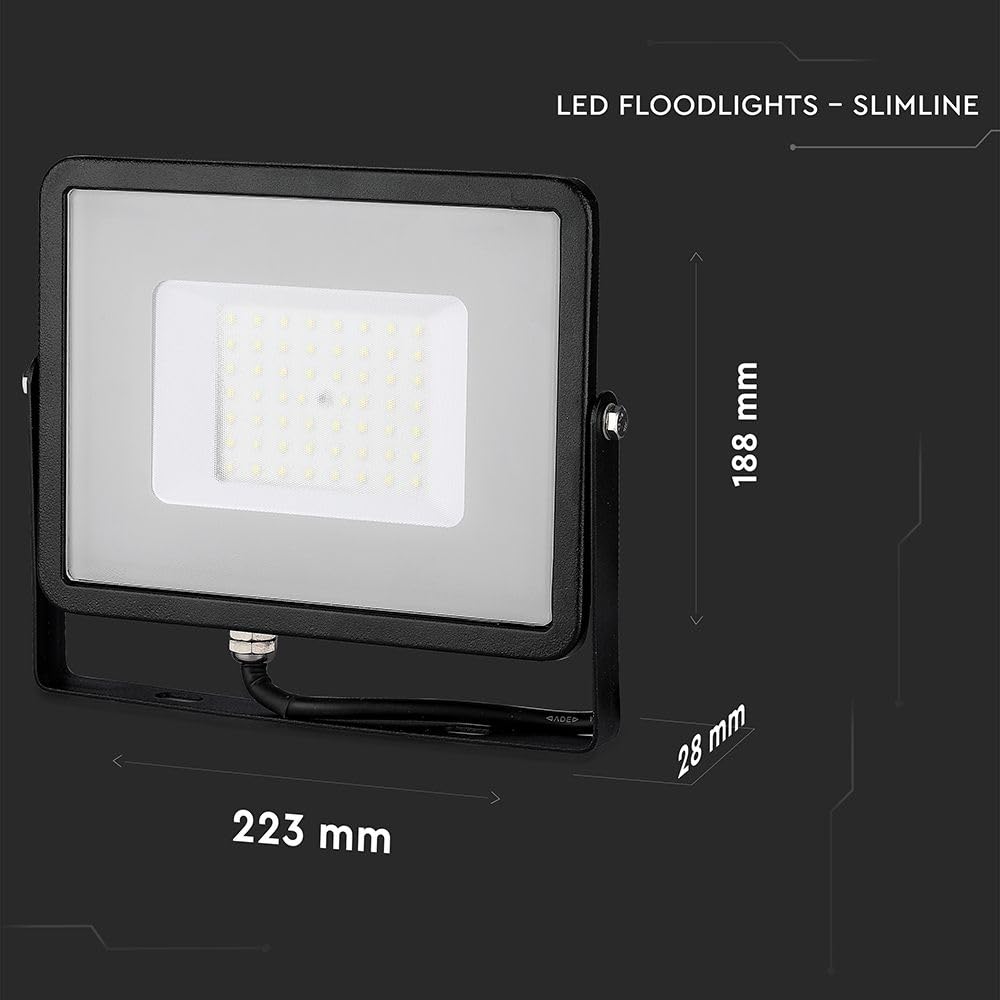 V-TAC Zewnętrzny reflektor LED 50 W z chipem Samsung - [najnowsza generacja] - IP65-4000 lumenów - czarny reflektor LED do domu, ogrodu, garażu, wodoszczelny, do reflektorów, naturalne, białe światło