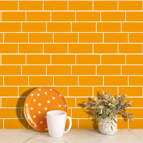 Moonbeam tree Peel and Stick Subway Tiles, 5-Sheet Stick On Kitchen Backsplash Wall Tile Stickers for Kitchen Bathroom Home - Yellow(11'x 8.4', 5 Sheets)