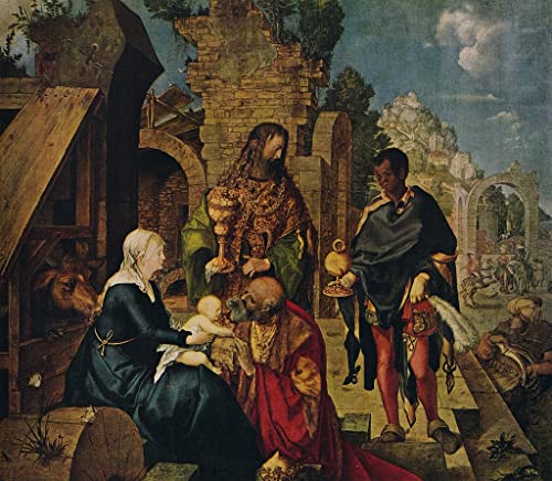 Peinture sur toile l'Adoration des mages Dürer 60x90cm, tableau image sur toile nordique chambre