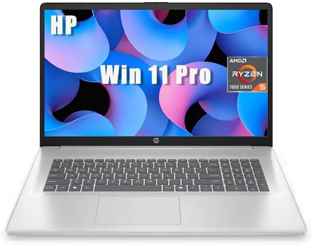 HP 17.3" FHD Laptop | AMD Ryzen 5 7520U(Up to 4.3 ghz) | 8GB LPDDR5 RAM | 512GB SSD Storage | Windows 11 Pro | Type-C/A | HDMI | Privacy Camera | Bluetooth | Wi-Fi 6 | Long Battery Life | Silver