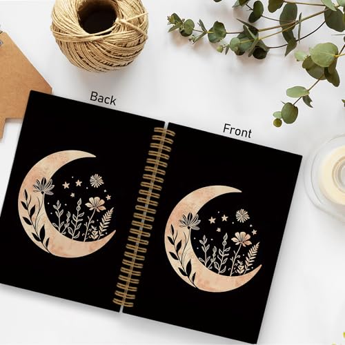 Carnet à spirale doré lune mystique avec couverture rigide premium