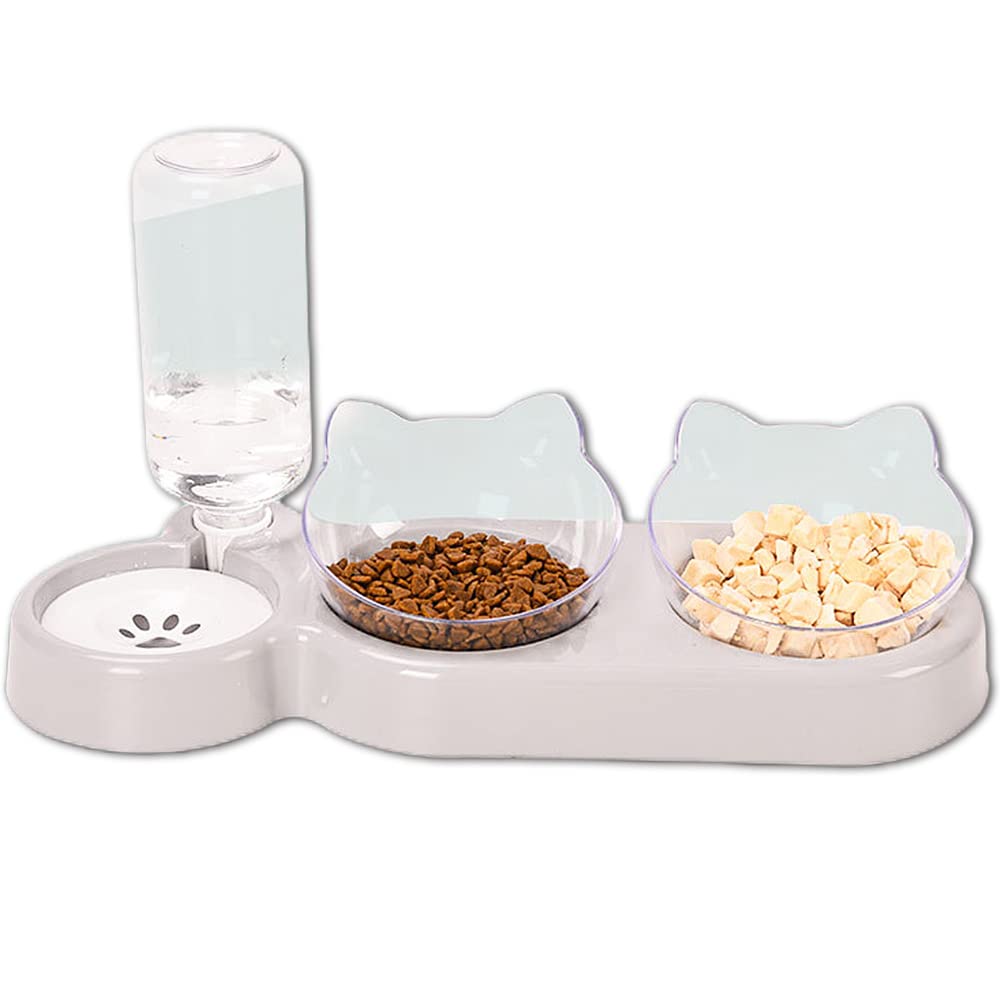 3-In-1 Cat Food And Water Bowl Set, Cat Bowls With Stand, Double Cat Bowls with Water Dispenser For Pet，Food And Water Feeder For Small Medium Dogs Cats3-In-1 Cat Food And Water Bowl Set, Cat Bowls With…