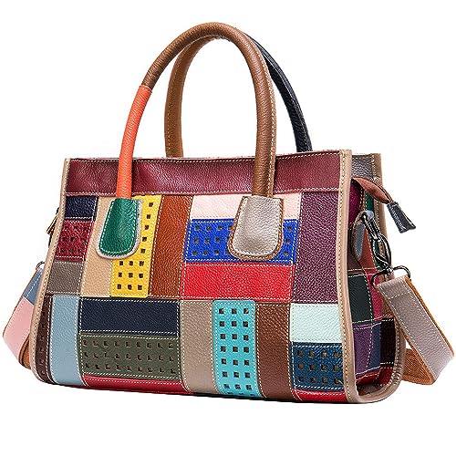 ZiMing Genuine Leather Tote Bags for Women Shoulder Bag Satchel Multicolour Totes Top Handle Handbags Ladies Briefcase