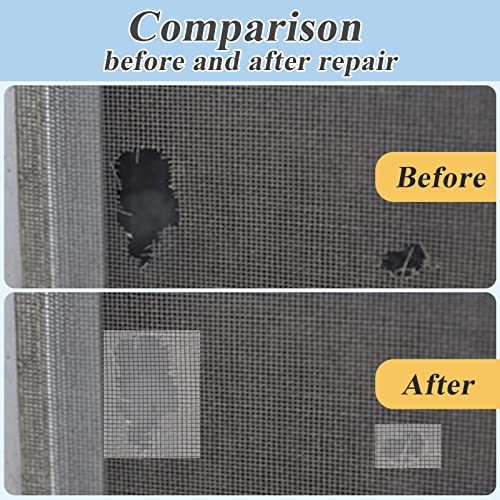 Popokk Window Screen Repair Kit Tape Strong Adhesive Fiberglass Covering Mesh Tape 2 Inch X 6.6 Feet Screen Patch Repair Kit For Covering Window Door Tears Holes (Grey And Black) #TOP3
