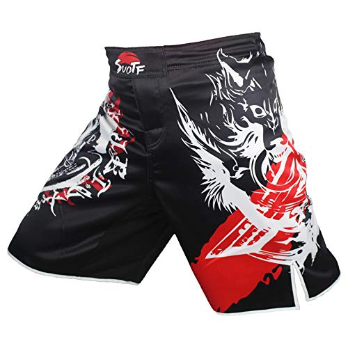 SUOTF MMA boxing cotton loose size training kickboxing shorts mma fight shorts muay thai boxing mma shorts (M)
