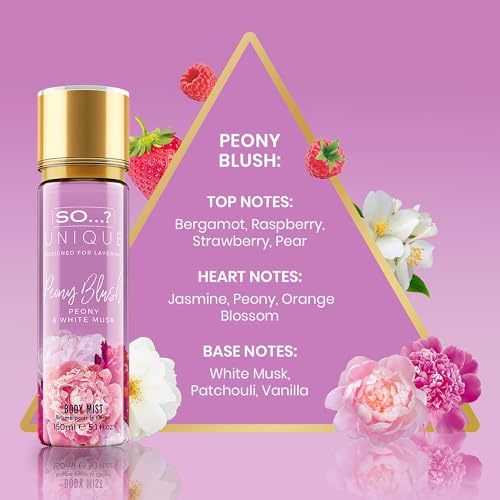 Image of So...? Unique Peony Blush Body Mist - Floral, Fruity Vanilla Perfume with Bergamot and Pear Notes - Perfume for Women - Body Spray for Women - 5.1 oz