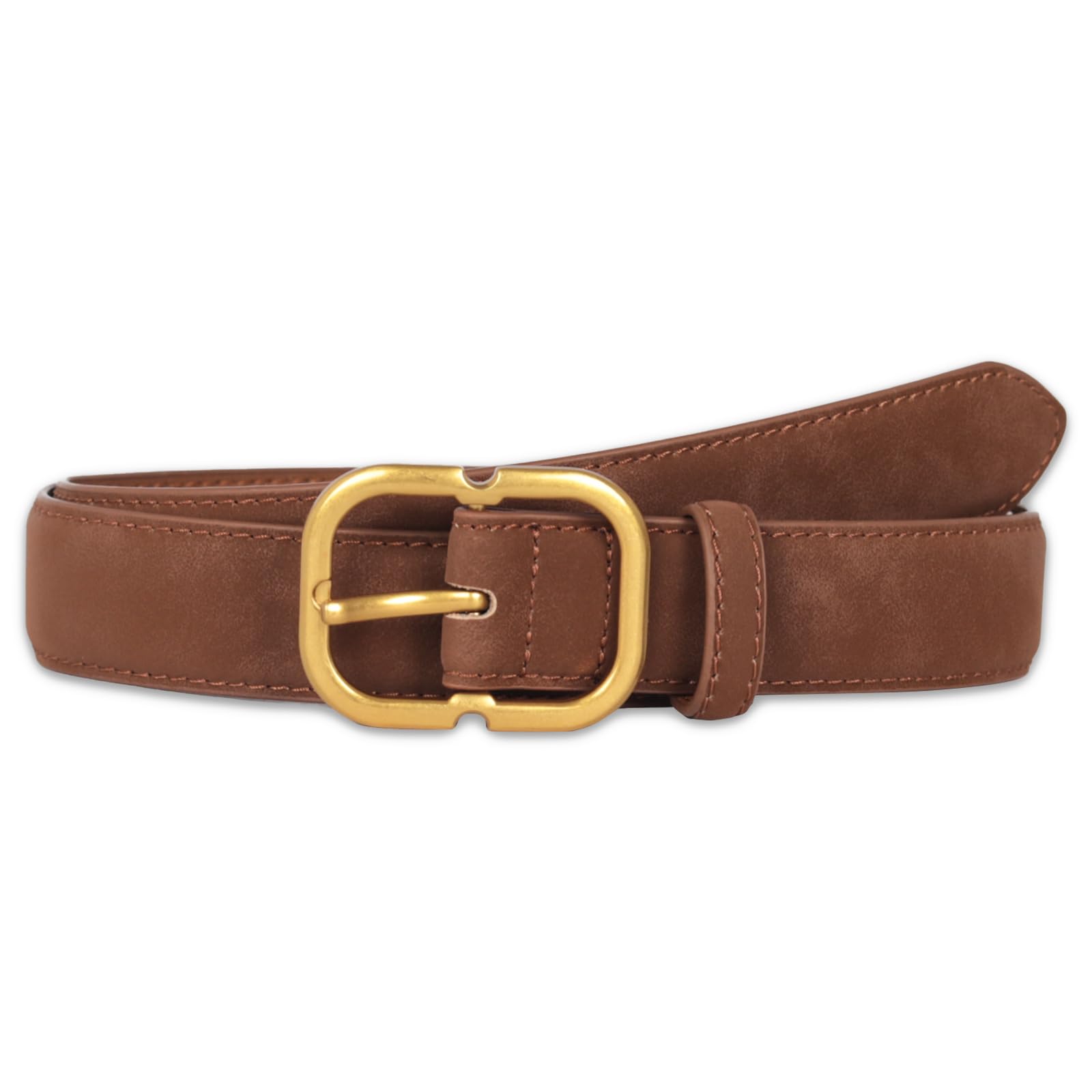 Women's Fashion Classic Metal Buckle Leather Belt with Jeans Dress