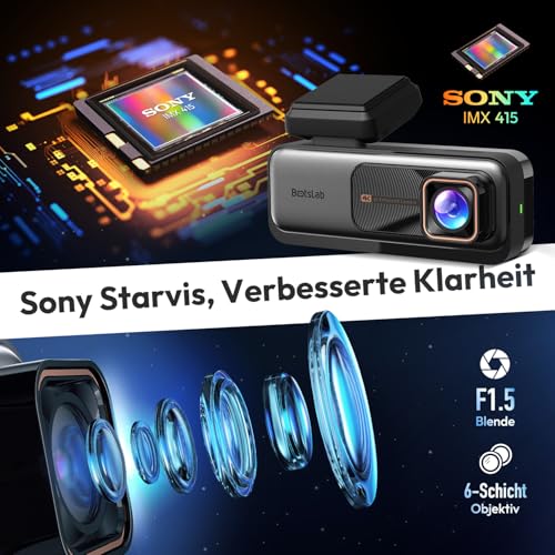 BOTSLAB BOTSLAB Dashcam Auto Vorne Hinten, 4K Dashcam Auto GPS mit WiFi, Dual Autokamera mit 64GB SD Karte, ADAS, Nachtsicht, 170°Weitwinkel, WDR, 2,45" IPS, 24/7 Parküberwachung, Loop-Aufnahme - Funktionsansicht 5 | Tages Deals