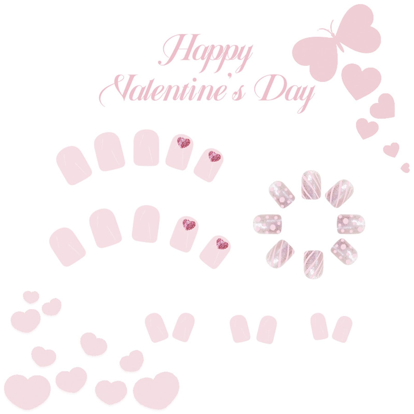 24 unghie finte in acrilico per San Valentino, a pressione, a forma di cuore, per donne di tutte le età