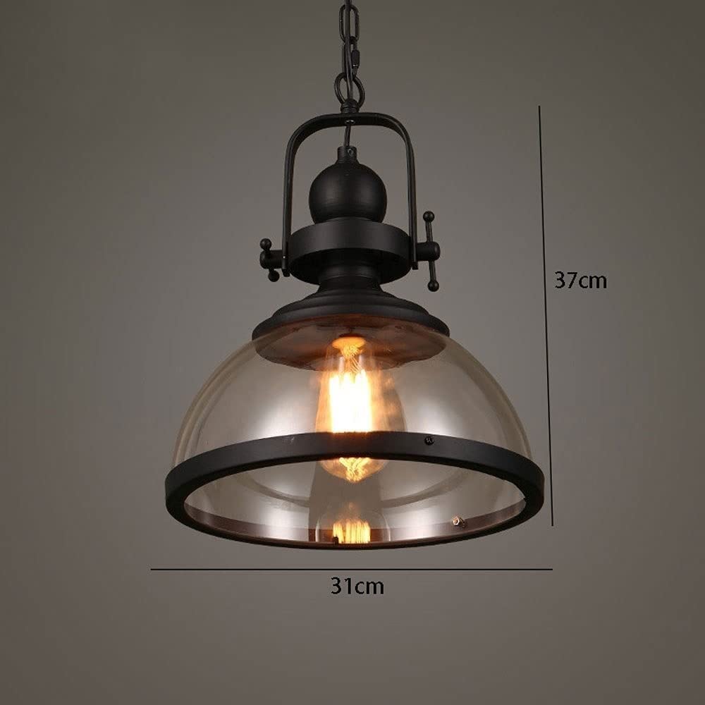 CFWSHJ Przemysłowy szklany żyrandol czarny metalowy wisiorek Vintage Sufit Light Ustawienie na wyspę kuchenną sypialnię do jadalni Foyer salon, wiszą światło