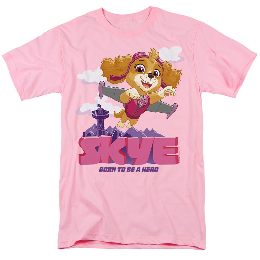 Popfunk Paw Patrol Skye Born to be a Hero Unisex Adult T Shirt, Pink, Large