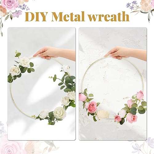 Sntieecr 5PCS 18Inch Metal Floral Hoop Rings Centerpiece Table Decorations, Wreath Metal Golden Hoops for DIY Home and Christmas Decorations, Wedding Wreaths and Table Decor - Thumbnail 3