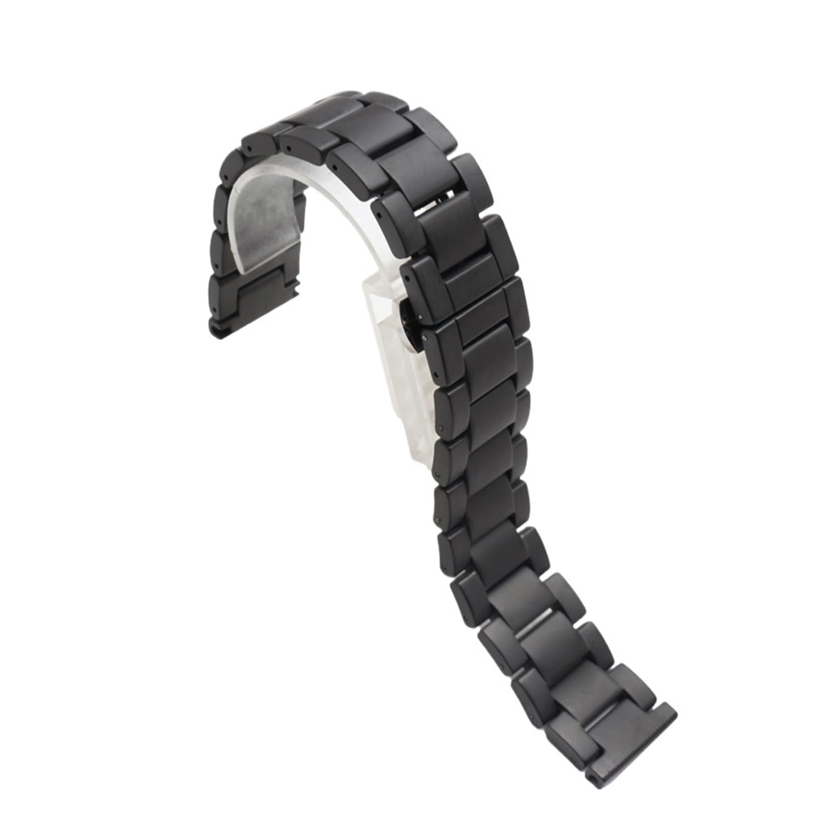 HMFang Cinturino in Ceramica Opaca, Nero for Orologio da 16 Mm, 18, 20, Accessori di Ricambio for, Non Sbiadisce