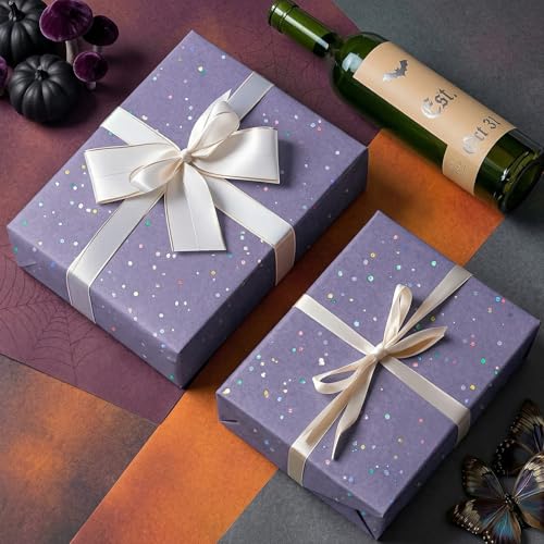 Image of Purple Glitter Tissue Paper for Gift Bags 36 Sheets 14x20 Inch - Recyclable Wrapping Paper for Weddings, Birthdays, Party & Festival Decorations DIY Craft Supplies
