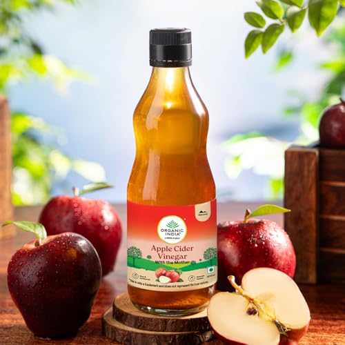Image of Organic India Apple Cider Vinegar with Mother of Vinegar, 500ml | Raw and Unfiltered ACV | Lab tested on 250+ Parameters | Made from Spanish Apples | Imported from Spain