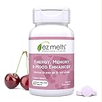EZ Melts Energy, Memory & Mood Enhancer - B Vitamins Supplement with Vitamin B12, B6, Folate & Biotin - Non-GMO & Vegan - Cherry Berry - 60 Dissolvable Tablets (60 Servings)