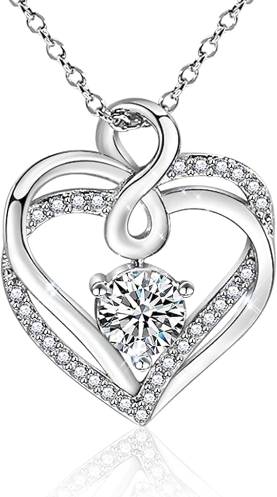 VNOX Kette Damen Silber Herz Anhänger Kette Mädchen Kette mit Herzanhänger Halskette Damen Schmuck Geschenke für Frauen Geburtstags Weihnachten Valentinstag Muttertag