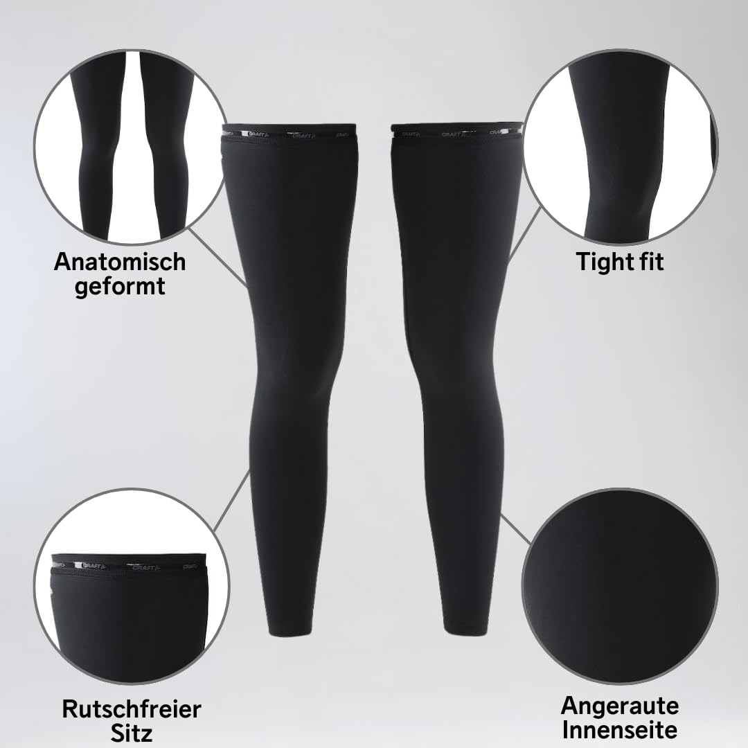 Craft Sportswear Unisex Body Control Reflective Logo Ergnomic Leg Warmer, Black, X-Small/Small