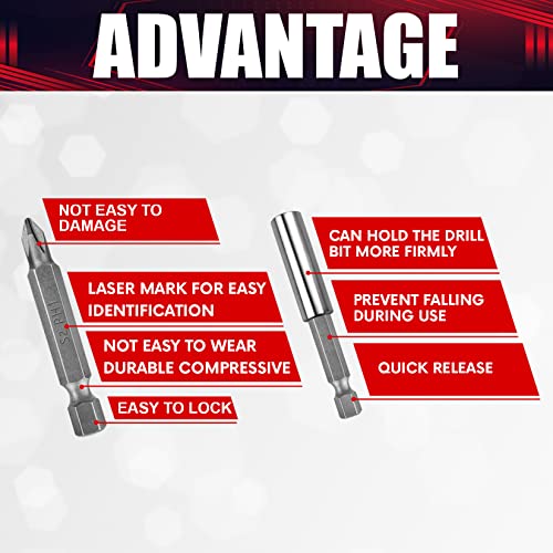 Wesleydrill Screwdriver Bit Set,55 Pcs Impact Driver Bit Set,Nut Driver And Adapter,Fit For Wood/Metal/Cement/Home Repair #TOP3