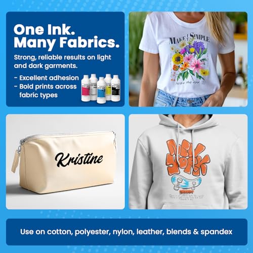 Image of DTF Ink Cyan 33.8 fl oz (1000ml) | High Opacity Clog-Free Formula | Compatible with ET8550 L1800 XP600 I3200 4720 XP15000 & All Printheads | Reliable Color Accuracy & Smooth Flow
