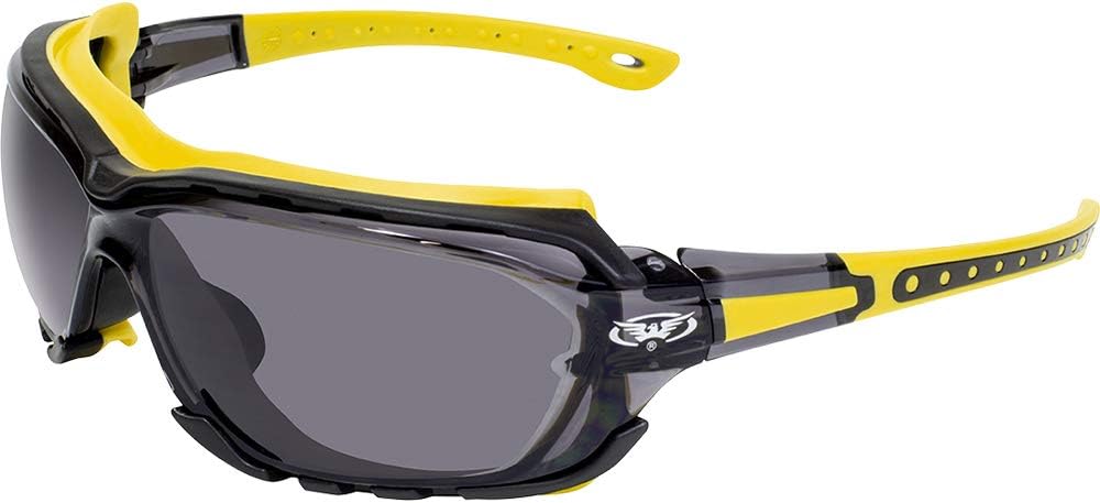 Global Vision 3 Pairs Octane Motorcycle Sunglasses Riding Glasses for Men or Women Z87.1 Anti fog One-Piece Lens w/Removable Gasket in Clear Smoke & Yellow Lenses - Image 6