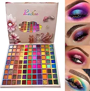 99 Colors Eyeshadow Palette, Rechoo Rainbow Colors Fusion Eyeshadow Palette, Professional Matte Glitter Makeup Pallet, Colorful Powder Long Lasting Eye Shadow