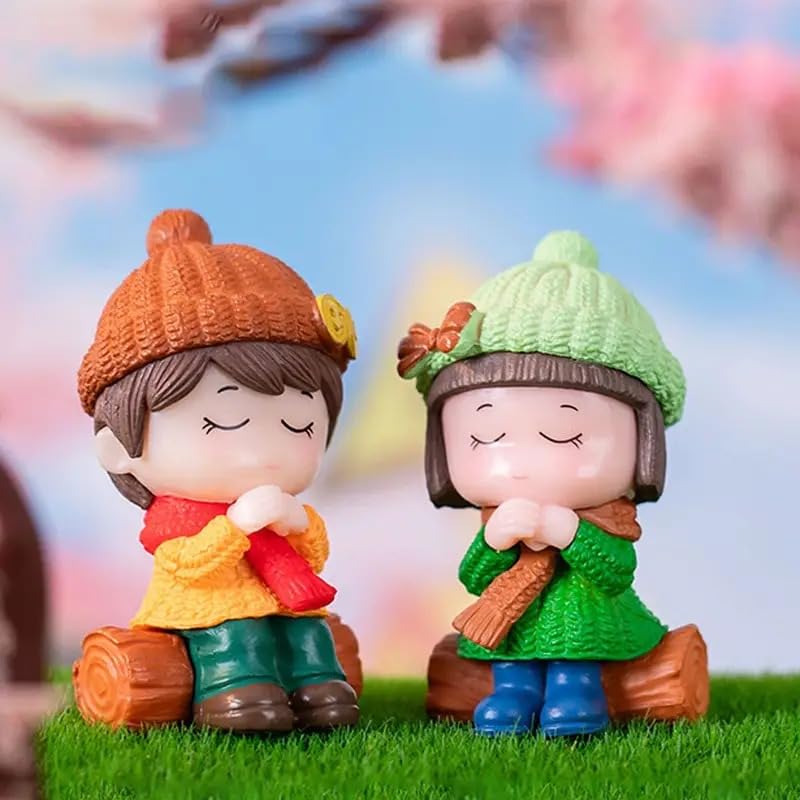 Wonderland Kids with Bonfire (Brown & Green) Miniature Toys (for Tray Garden, Fairy Garden)-image-38