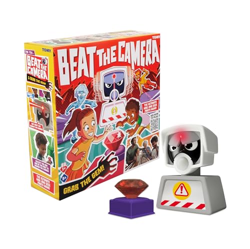 TOMY Games Beat the Camera - Pasa la seguridad, roba gemas, deshabilita la alarma - Fiesta de búsqueda del tesoro y juegos familiares de interior - para niños mayores de 3 años - Regalos de cumpleaños