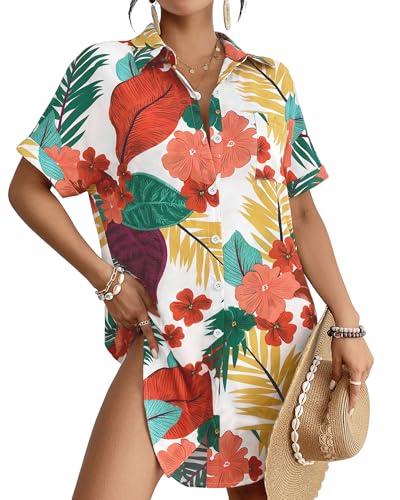 Image of Bsubseach Women Swimsuit Coverup Shirt Dress Button Down Bathing Suit Cover Up Beach Vacation Outfits