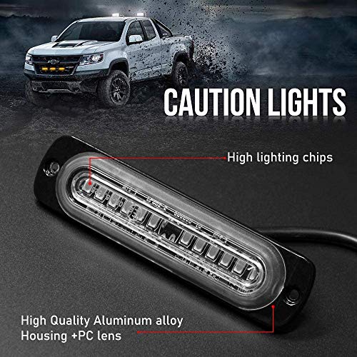 Led Warning Strobe Light 12 LEDs Emergency Led Warning Lights Surface Flush Mount Light LED Warning Light Bar Side Marker Safety Flashing Strobe Light Kit for 12V Tow Trucks Vehicle (12 led white)