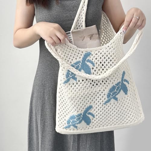 Beach Bags for Women Hollow-Out Knit Bag Vacation Summer Large Knitted Beach Bag Tote Woven Shoulder Purse Handbag4