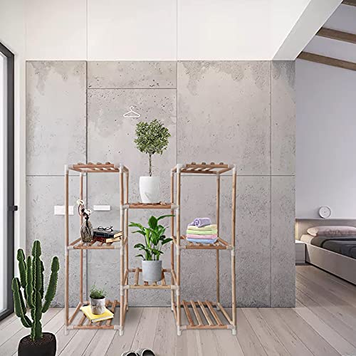 Indoor Plant Stand Shelf Wooden Garden Rack Outdoor Multi-Tiered with 8 Potted Perfect for Patio Living Room Veranda - Thumbnail 3