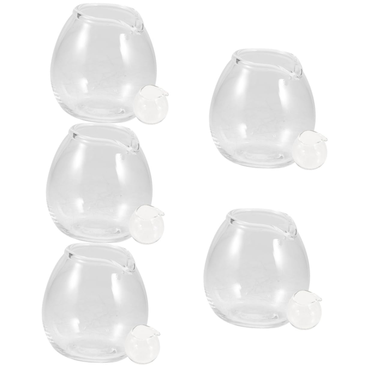 Amosfun 10 Piezas mini taza de leche de vidrio dispensador servidor de salsa manejar Mini cafetera Taza de café tazas de espresso mini jarra de leche de vidrio para café mini jarra de café