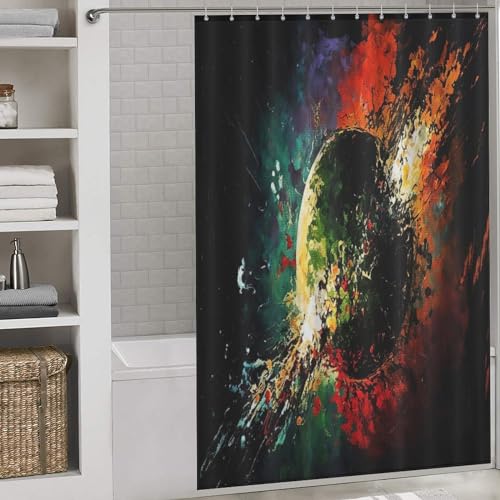Rideau de douche rideau de bain imperméable polyester lavable avec crochets 152x183 cm - 2