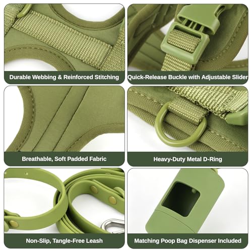 KitchMingle 4-in-1 No-Pull Dog Harness Set (Olive Green, S) — view 4