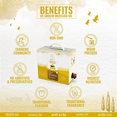 Image of Janki's Shuchi Natural Cold Pressed Mustard Oil by Janki's Shuchi | Mustard Seed Cooking Oil | Cold Pressed in Wooden Ghani /Kachi Ghani /Chekku (5L)