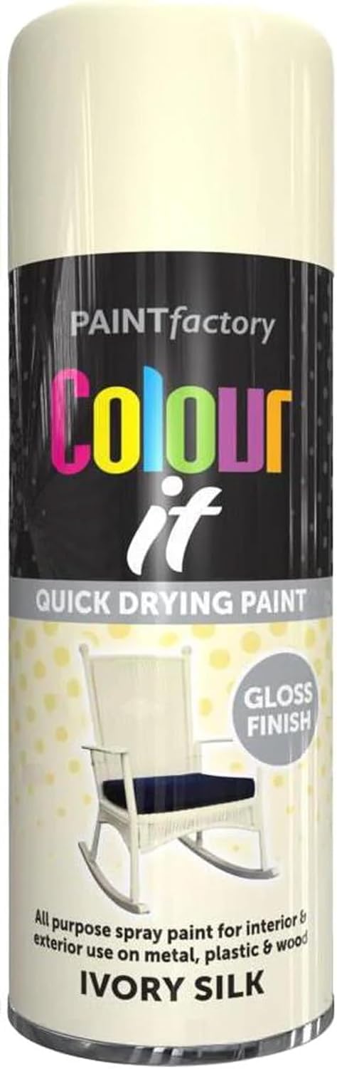 HOCHSTE Gloss Quick-Drying Spray Paint, DIY Enthusiasts, Long-Lasting, Perfect Wood, Plastic, Metal, Home Repairs, Easy To Apply, Interior And Exterior Use, 400ml, (1pcs, Ivory Silk)