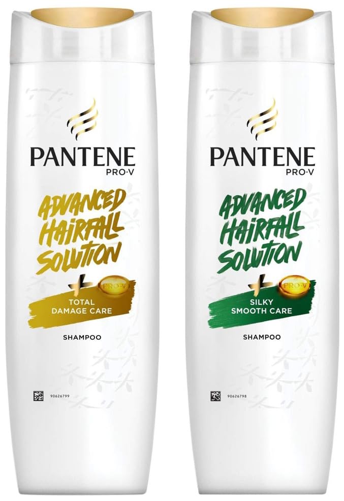 Image of Pantene Advanced Hair Fall Solution Silky Smooth Care Shampoo, 340 ml And Pantene Advanced Hair Fall Solution Total Damage Care Shampoo, 340 ml