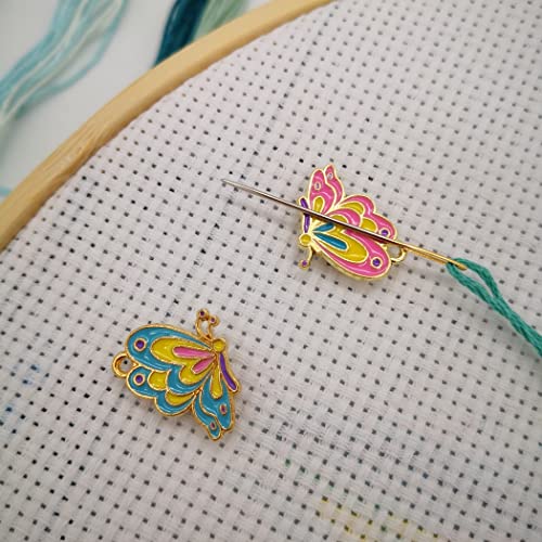 Beautiful Butterfly Needle Minder Magnetic for Cross Stitch, Pink and Blue Butterfly Needle Holder for Embroidery Needlework, Needlework Accessories(2 PCS)