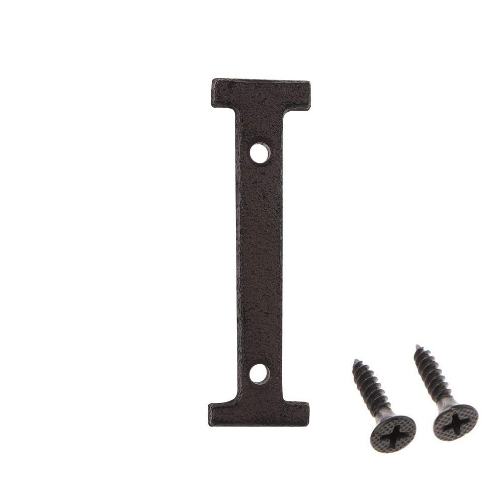 Betorcy 3 Inch Address Number, House Numbers for Outside, Cast Iron Metal Letter Garden Door Mailbox Decor with Screws, Black Letter I