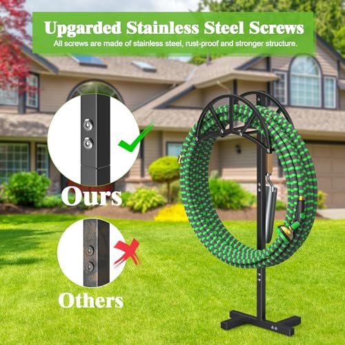 image for Mr IRONSTONE Garden Hose Holder Freestanding with 4 Spikes, Upgraded W