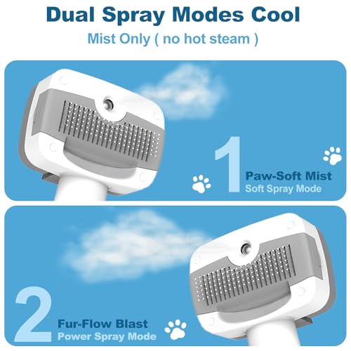 Image of 5 in 1 Pet Steam Brush for Dogs & Cats - Self Cleaning, 3 Pet Brush for Smoothing, Dematting, Thinning - Shedding, Grooming & Hair Removal, Includes Shampoo & Storage Case (7.2 inch-pinbrush)