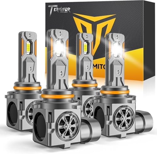 Termitor Latest 9005/HB3 9006/HB4 Light Bulbs Combo, 110,000LM Brightness, 85000+ Hours Long Service Life, 6500K Cool White, Real 1:1 Halogen Size Off-Road Lights, 3 Mins Plug N Play, Pack of 4