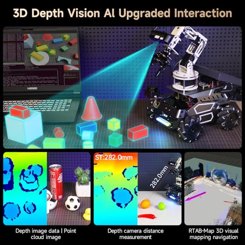 Image of Yahboom Robot Large AI Model ROS2 Programming Python,Lidar SLAM,3D Map Navigation,AI Vision,6DOF Robotic Arm,Voice Control, with Jetson Nano 4GB